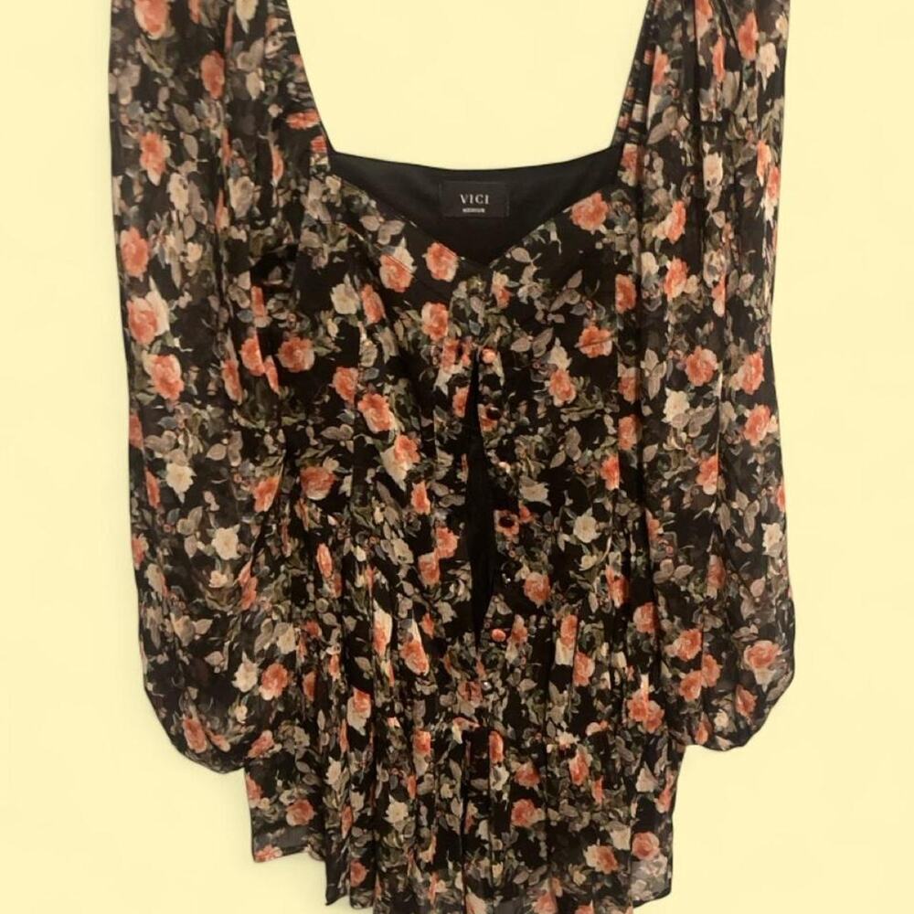 Vici black floral romper with